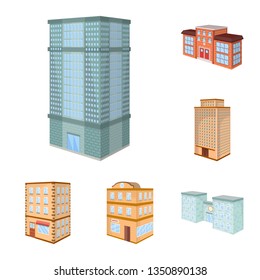 Isolated object of city and build logo. Set of city and apartment stock symbol for web.