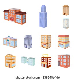 Isolated object of city and build logo. Set of city and apartment stock vector illustration.