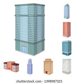 Isolated object of city and build logo. Set of city and apartment stock vector illustration.