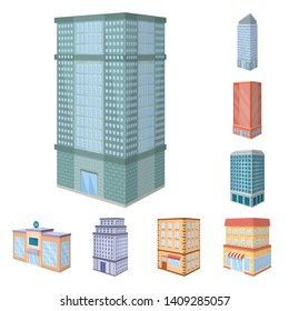 Isolated object of city and build logo. Set of city and apartment stock symbol for web.