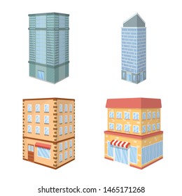 Isolated object of city and build logo. Set of city and apartment stock symbol for web.