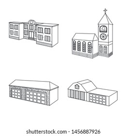 Isolated object of city and construction building logos. Collection of city and estate stock vector illustration.