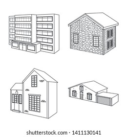 Isolated object of city and construction logo. Set of city and estate stock vector illustration.
