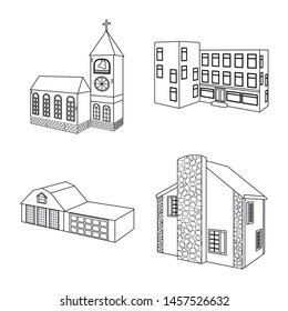 Isolated object of city and construction sign. Set of city and estate stock vector illustration.