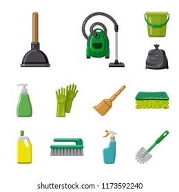 Isolated object of cleaning and service icon. Set of cleaning and household stock vector illustration.