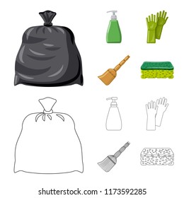 Isolated object of cleaning and service icon. Collection of cleaning and household vector icon for stock.