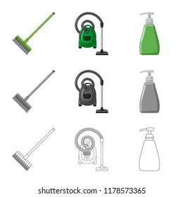 Isolated object of cleaning and service icon. Set of cleaning and household stock symbol for web.