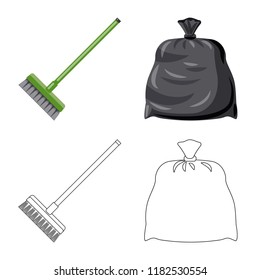 Isolated object of cleaning and service icon. Set of cleaning and household stock vector illustration.