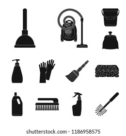 Isolated object of cleaning and service icon. Set of cleaning and household stock vector illustration.