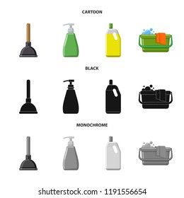 Isolated object of cleaning and service icon. Set of cleaning and household stock vector illustration.