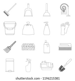 Isolated object of cleaning and service icon. Collection of cleaning and household stock vector illustration.