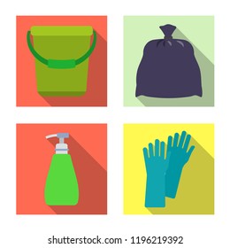 Isolated object of cleaning and service icon. Collection of cleaning and household stock vector illustration.