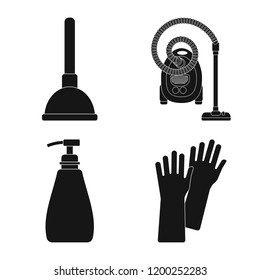 Isolated object of cleaning and service icon. Set of cleaning and household stock vector illustration.