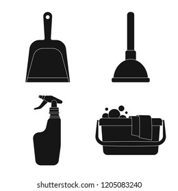 Isolated object of cleaning and service icon. Set of cleaning and household stock vector illustration.
