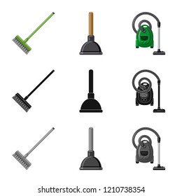 Isolated object of cleaning and service icon. Collection of cleaning and household stock symbol for web.