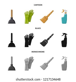 Isolated object of cleaning and service icon. Collection of cleaning and household stock symbol for web.
