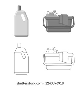 Isolated object of cleaning and service icon. Set of cleaning and household stock symbol for web.