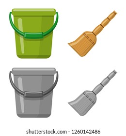 Isolated object of cleaning and service icon. Set of cleaning and household stock vector illustration.