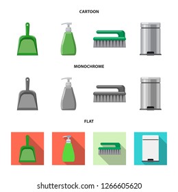 Isolated object of cleaning and service icon. Set of cleaning and household stock vector illustration.