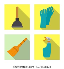 Isolated object of cleaning and service icon. Collection of cleaning and household stock symbol for web.