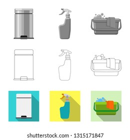Isolated object of cleaning and service icon. Set of cleaning and household stock vector illustration.