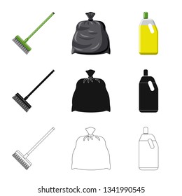 Isolated object of cleaning and service icon. Set of cleaning and household stock vector illustration.