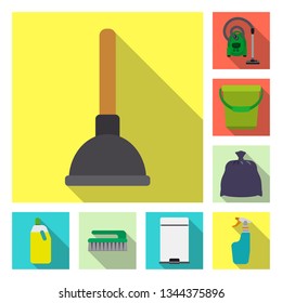 Isolated object of cleaning and service icon. Set of cleaning and household stock vector illustration.