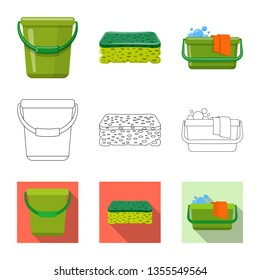 Isolated object of cleaning and service icon. Collection of cleaning and household vector icon for stock.