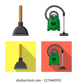 Isolated object of cleaning and service logo. Set of cleaning and household stock symbol for web.