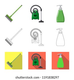Isolated object of cleaning and service logo. Set of cleaning and household stock vector illustration.