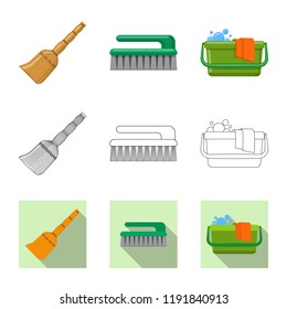 Isolated object of cleaning and service logo. Collection of cleaning and household stock vector illustration.