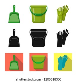 Isolated object of cleaning and service logo. Collection of cleaning and household stock vector illustration.