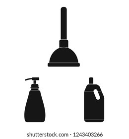 Isolated object of cleaning and service logo. Set of cleaning and household stock symbol for web.