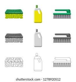Isolated object of cleaning and service logo. Set of cleaning and household stock symbol for web.