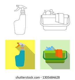 Isolated object of cleaning and service logo. Set of cleaning and household vector icon for stock.