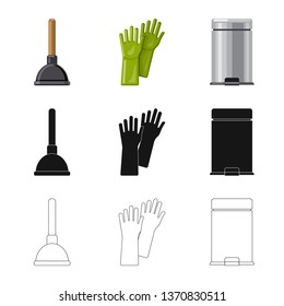 Isolated object of cleaning and service logo. Set of cleaning and household vector icon for stock.