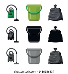 Isolated object of cleaning and service logo. Collection of cleaning and household stock vector illustration.