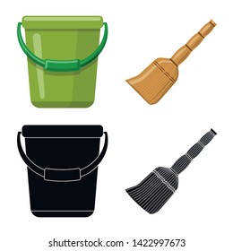 Isolated object of cleaning and service logo. Set of cleaning and household stock symbol for web.