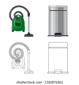 Isolated object of cleaning and service sign. Set of cleaning and household stock vector illustration.