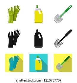 Isolated object of cleaning and service sign. Set of cleaning and household stock vector illustration.