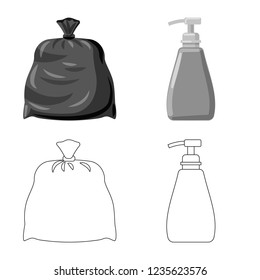 Isolated object of cleaning and service sign. Set of cleaning and household stock symbol for web.