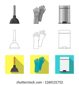 Isolated object of cleaning and service sign. Set of cleaning and household stock vector illustration.