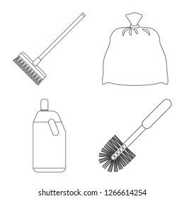 Isolated object of cleaning and service sign. Set of cleaning and household stock symbol for web.