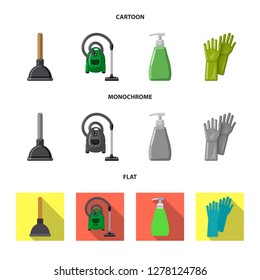Isolated object of cleaning and service sign. Set of cleaning and household stock vector illustration.