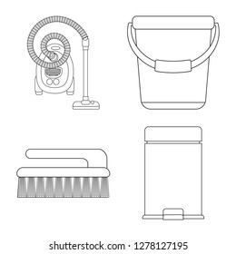 Isolated object of cleaning and service sign. Set of cleaning and household stock vector illustration.