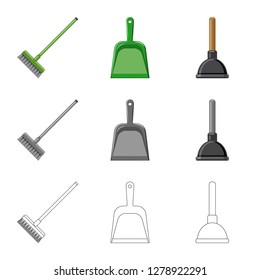 Isolated object of cleaning and service sign. Set of cleaning and household stock vector illustration.