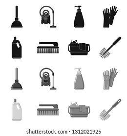 Isolated object of cleaning and service sign. Set of cleaning and household vector icon for stock.