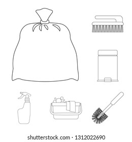Isolated object of cleaning and service sign. Set of cleaning and household vector icon for stock.