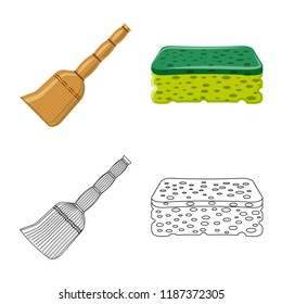 Isolated object of cleaning and service symbol. Set of cleaning and household stock vector illustration.