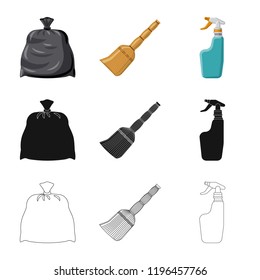 Isolated object of cleaning and service symbol. Collection of cleaning and household stock vector illustration.